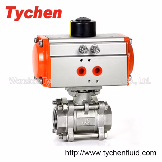 2 웨이 3 PCS 1000 Wog 304 스테인레스 스틸 공기 제어 볼 밸브 리미트 스위치가있는 공압 작동 볼 밸브